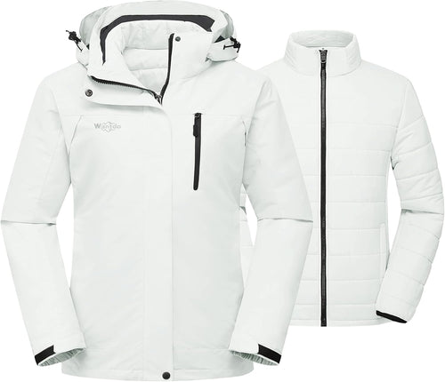 Women'S 3 in 1 Ski Jacket Cotton Padded Liner Winter Coat